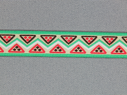 Indianenband 14mm groen - roze