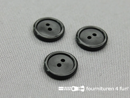 Kunststof design knoop - 14mm - antraciet zwart