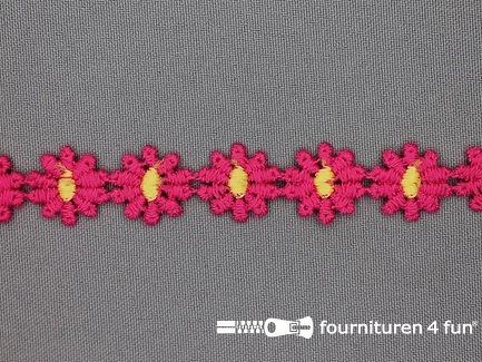 Bloemenkant 17mm fuchsia - geel