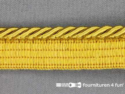 COUPON 5,5 meter (3 stukken, 3 + 1,4 + 1,1 meter) Gedraaid paspelband 18mm oker goud