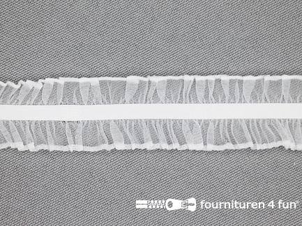 Elastisch ruche band 20mm dubbel wit
