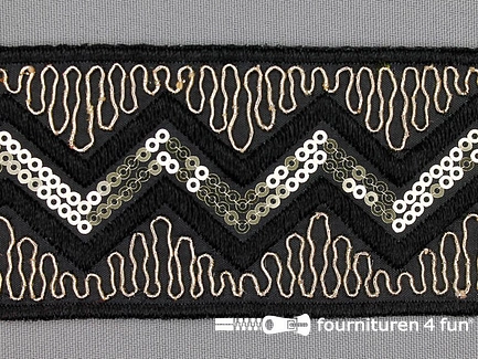 Jacquard band 55mm zwart - goud
