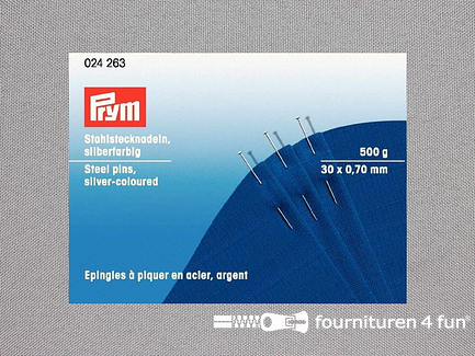 Prym kopspelden staal - 0.70x30mm - zilver - 500 gram - 024263