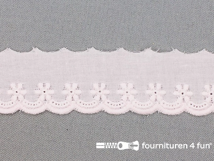 COUPON 2,9 meter (3 stukken, 1,3 + 0,95 + 0,65 meter) Broderie kant 30mm baby roze