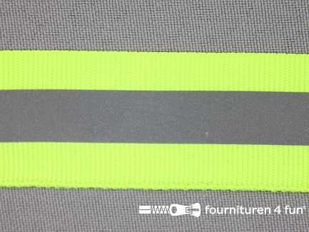 Rol 50 meter reflecterende band 25mm neon geel