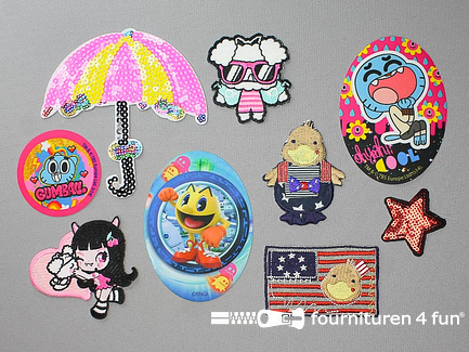 Collectie strijkapplicaties - 9 delige set - opstrijkbare patches