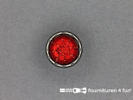Strass knoop - 16mm - zwart zilver - rood