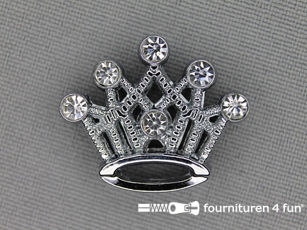 Halsband decoratie 18mm grote kroon - strasstenen