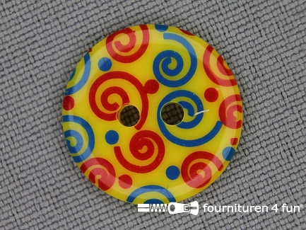 Kinder knoop 18mm krul geel - blauw - rood