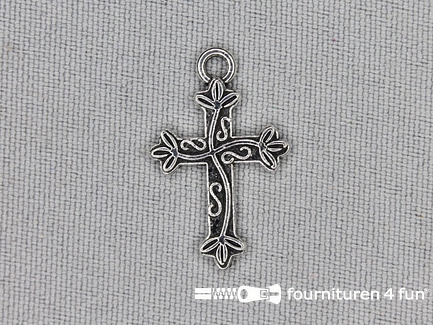 Steampunk hanger 15x25mm kruis zilver