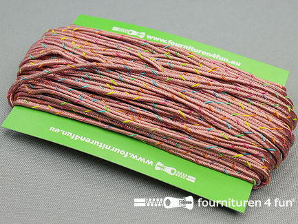 COUPON 17,5 meter Soutache koord 3mm oud roze - multicolor