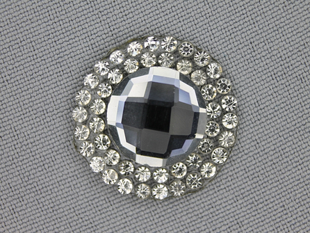 Strass steen opstrijkbaar rond 23mm donker zilver