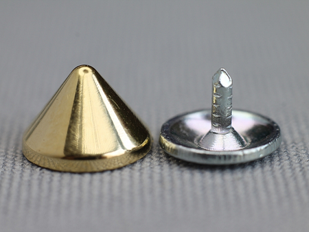 Studs 10mm kegel goud - 10 stuks