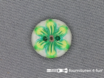 Ibiza knoop 15mm wit - lime groen - geel