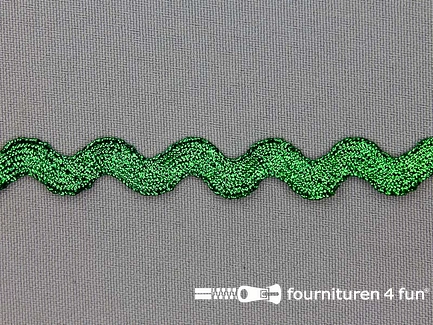 Rol 50 meter zigzag band - 12mm - metallic - gras groen