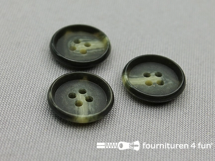 Kunststof design knoop - 18mm - gemêleerd beige donker grijs