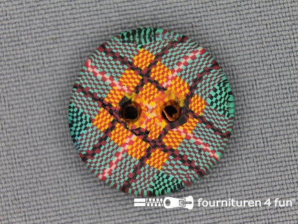 Ibiza knoop 21mm groen - oranje - bruin