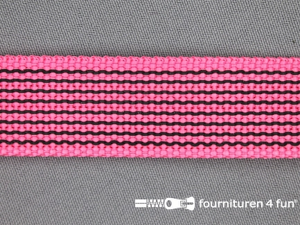 Halsband met rubber - 25mm - fel roze