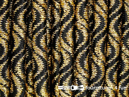 Elastisch koord 3mm zwart - goud golfjes