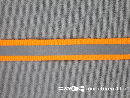 Rol 50 meter reflecterende band 10mm neon oranje