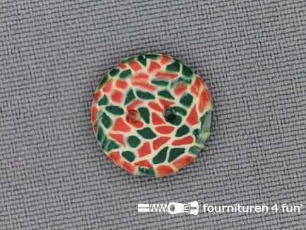 Ibiza knoop 15mm groen - oranje rood - ecru