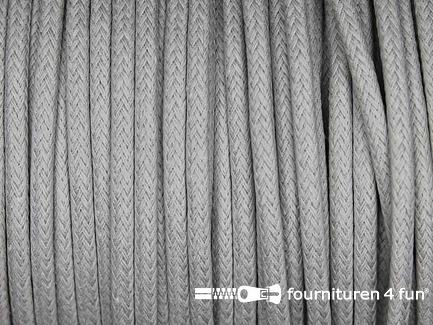 Rol 50 meter katoen wax-look koord 3mm licht grijs