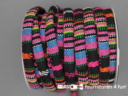 Ibiza koord 8mm blauw fuchsia zwart
