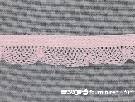 Kaart 23 meter elastisch kant 15mm licht roze