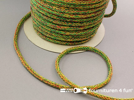 Rol 100 meter jassen koord 8mm rood - geel - groen