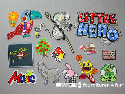 Collectie strijkapplicaties - 15 delige set - opstrijkbare patches