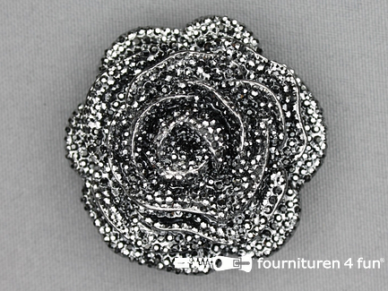 Bloemen knoop 45mm roos zwart zilver