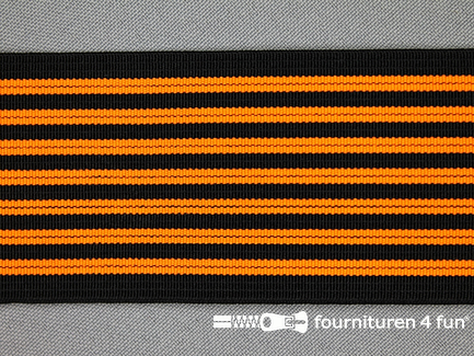 Gekleurd elastiek 50mm zwart - neon oranje