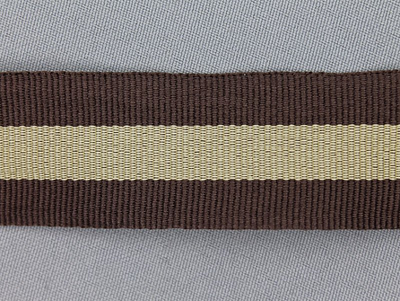 Ripsband met strepen 30mm bruin - beige
