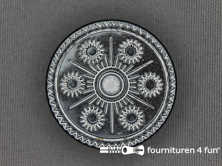 Zwart zilveren knoop 32mm folklore