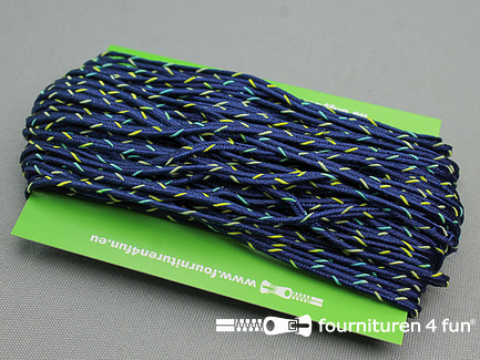 COUPON 20 meter Soutache koord 3mm marine blauw - multicolor