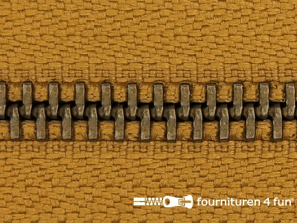 Deelbare bronzen rits 5mm donker mosterd geel