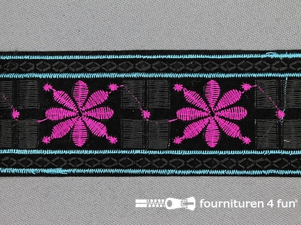 Jacquard band 45mm zwart - cyclaam