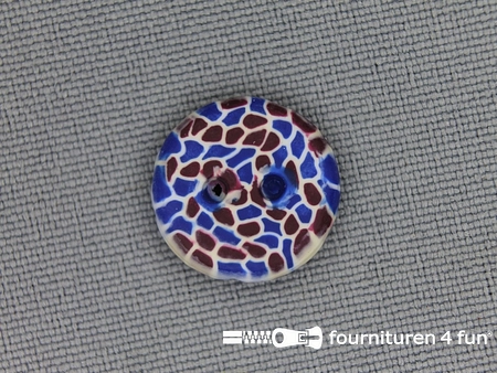 Ibiza knoop 15mm blauw - bruin - wit