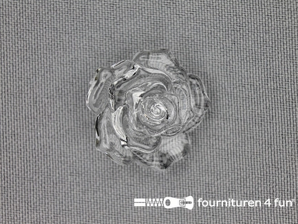 Bloemen knoop - 25mm - roos - transparant