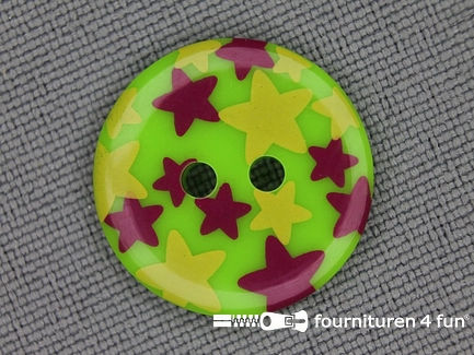 Kinder knoop 18mm ster groen - rood - geel