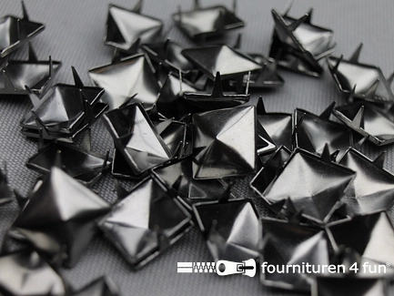 RESTANT Studs 12mm piramide zwart zilver - 42 stuks