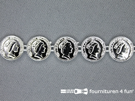 COUPON 4,8 meter Muntenband 12mm zilver