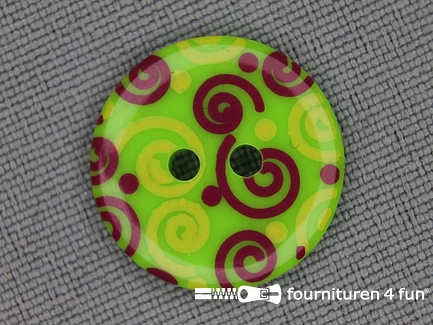 Kinder knoop 18mm krul groen - rood - geel