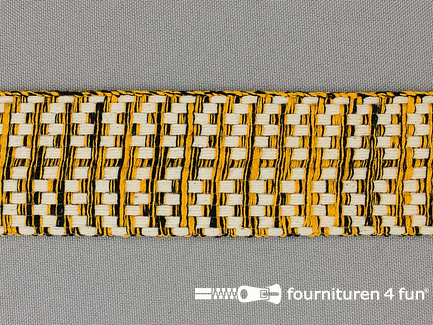 Bohemian sierband 40mm zwart - ecru - oker geel