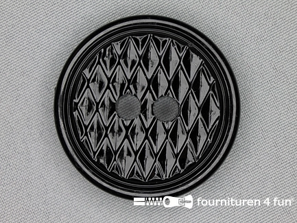 Mantel knoop - zwart - 44mm - ruit