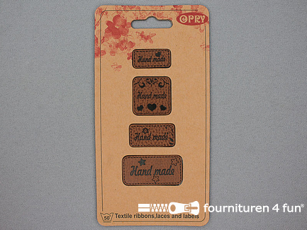 Opry skai-leren labels - Hand made - per set van 4 labels