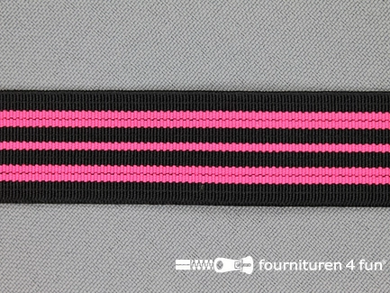 Gekleurd elastiek 20mm zwart - neon roze