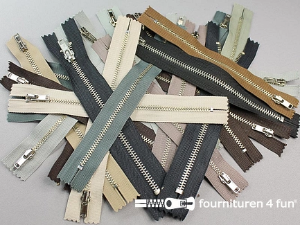 25 stuks metalen broekritsen - 18cm - kleuren assortiment