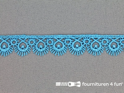COUPON 27 meter (2 stukken, 13,5 + 13,5 meter) Nylon broderie 15mm aqua blauw