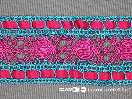 Kloskant 48mm lint zee groen - fuchsia